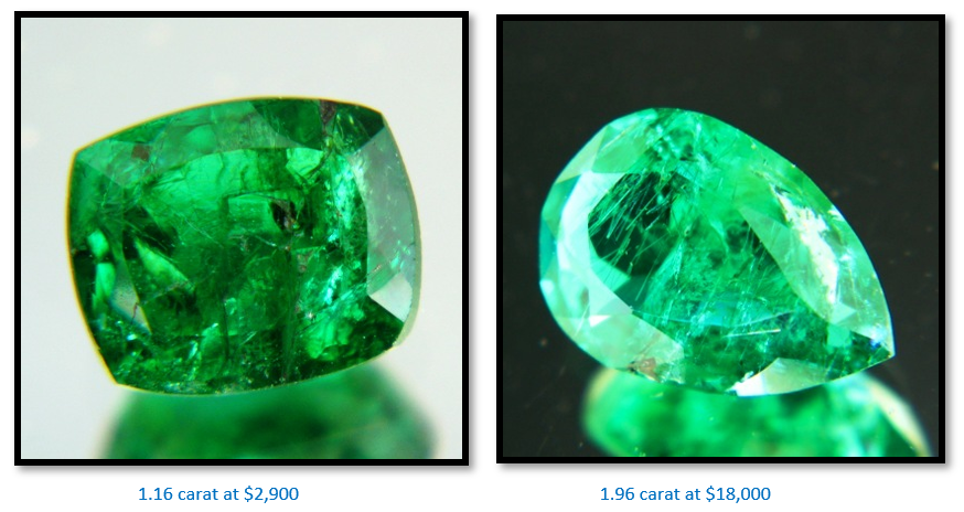 زمرد زیمباوه | نمونه هایی از زمرد های تراش خورده سانداوانا در پایین قیمت و وزن آن ها ذکر شده